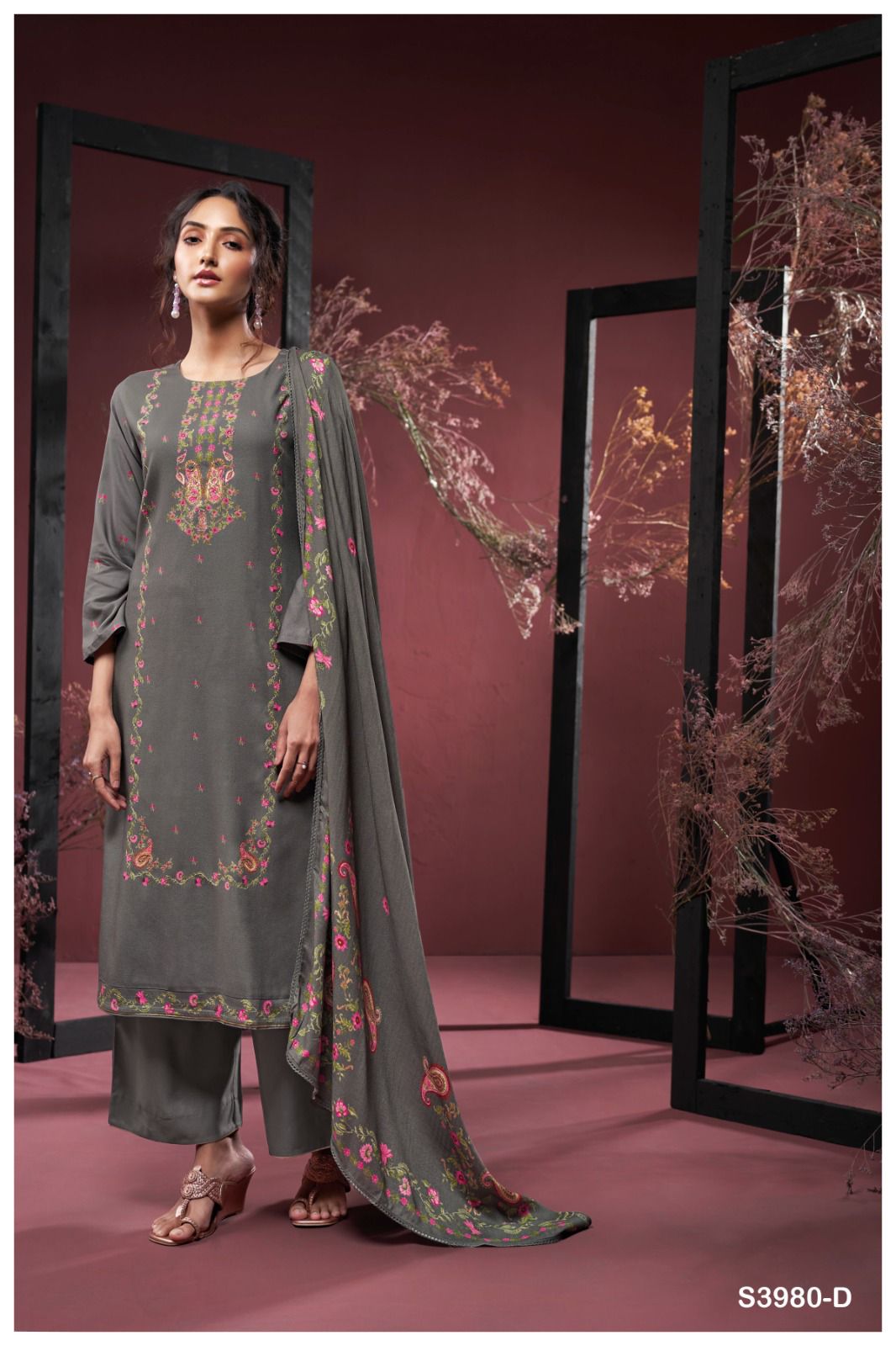 Ganga Janushi 3980 – Premium Pure Wool Pashmina Suit