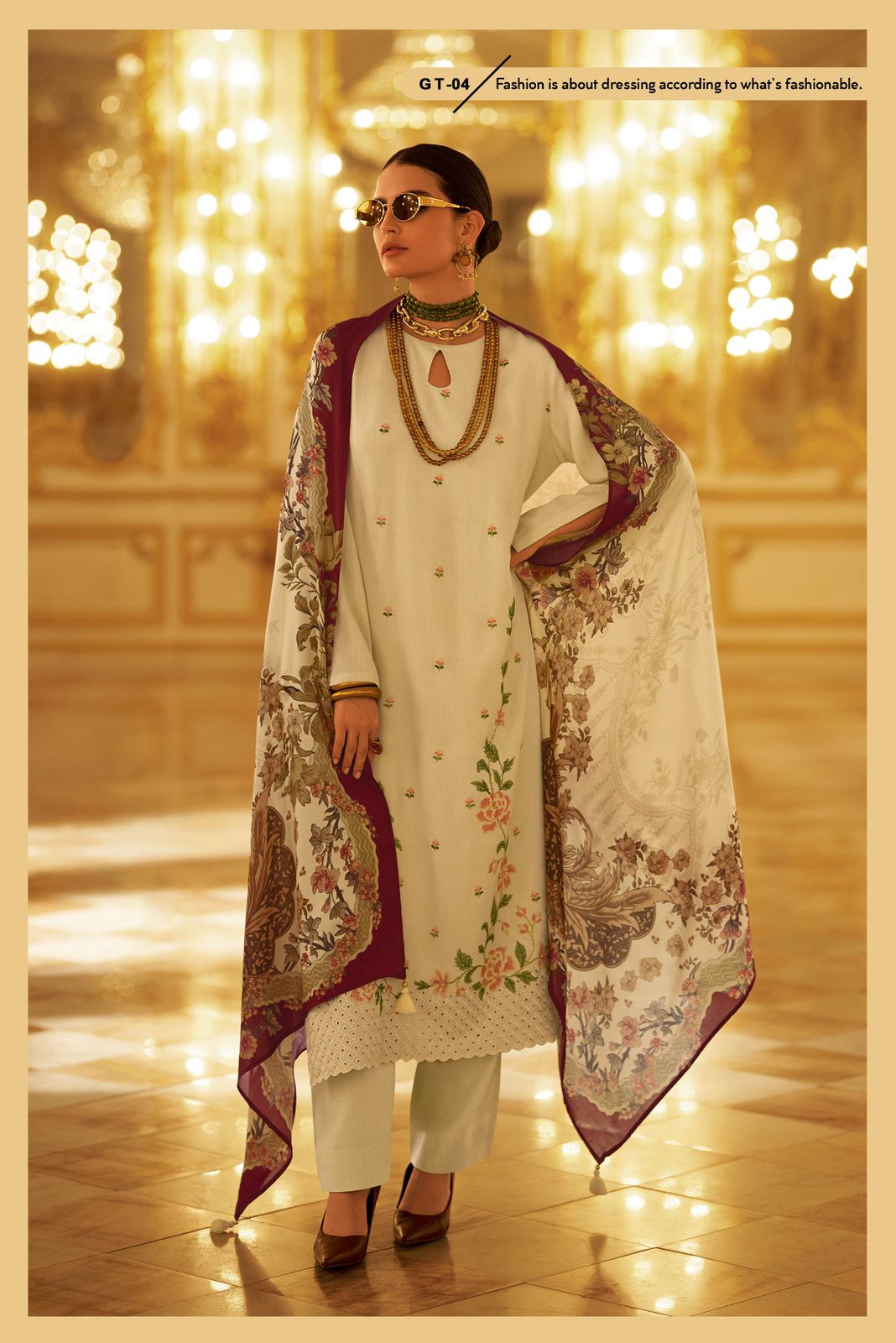 Varsha Garnet – Viscose Cord Pashmina Suit
