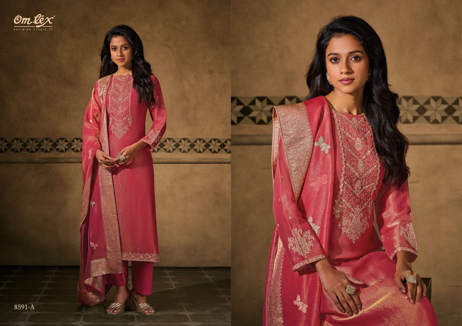 Omtex Sienna – Elegant Silk Tissue Embroidered