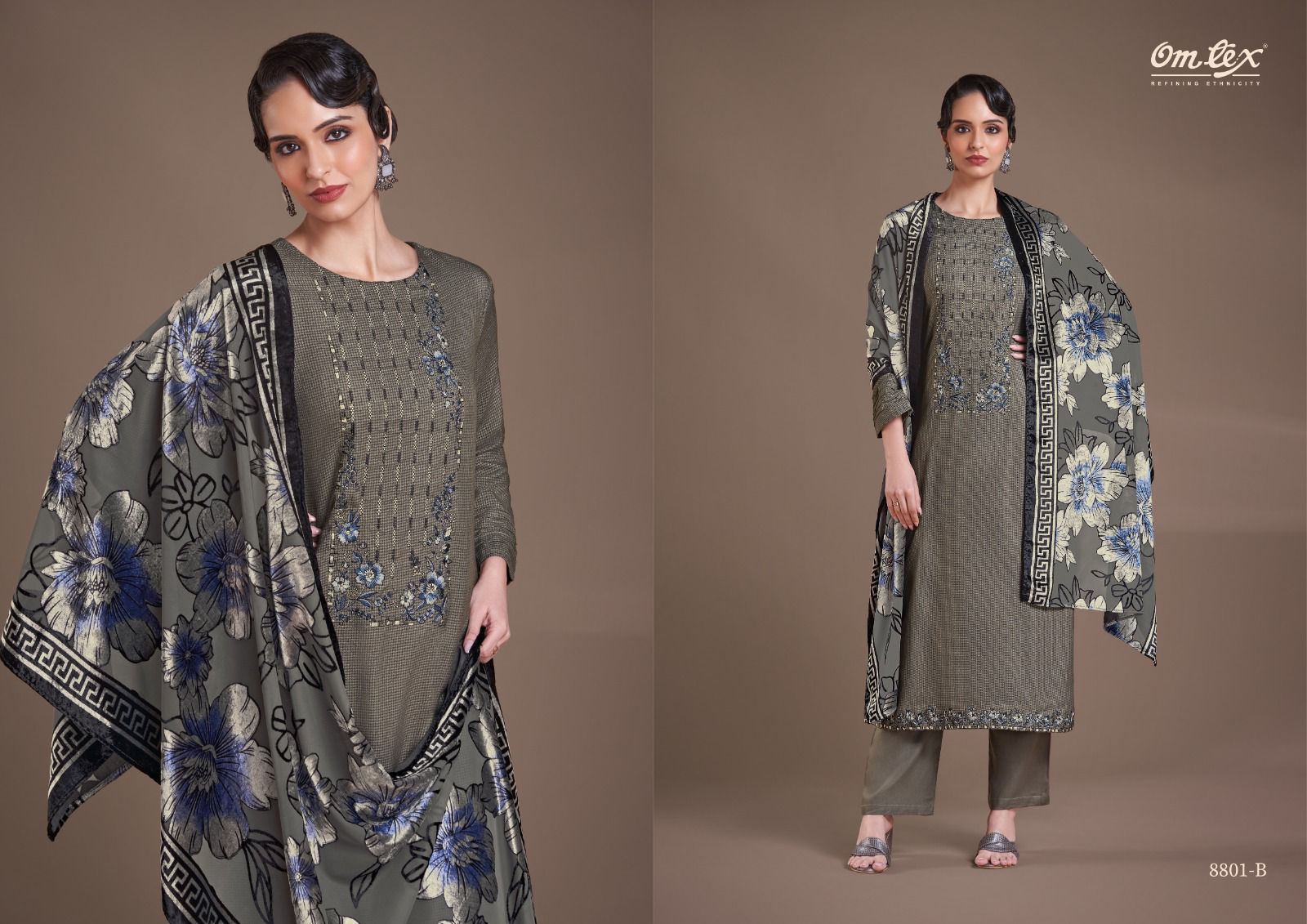 Omtex Aaliyah – Kashmere Checks Embroidered