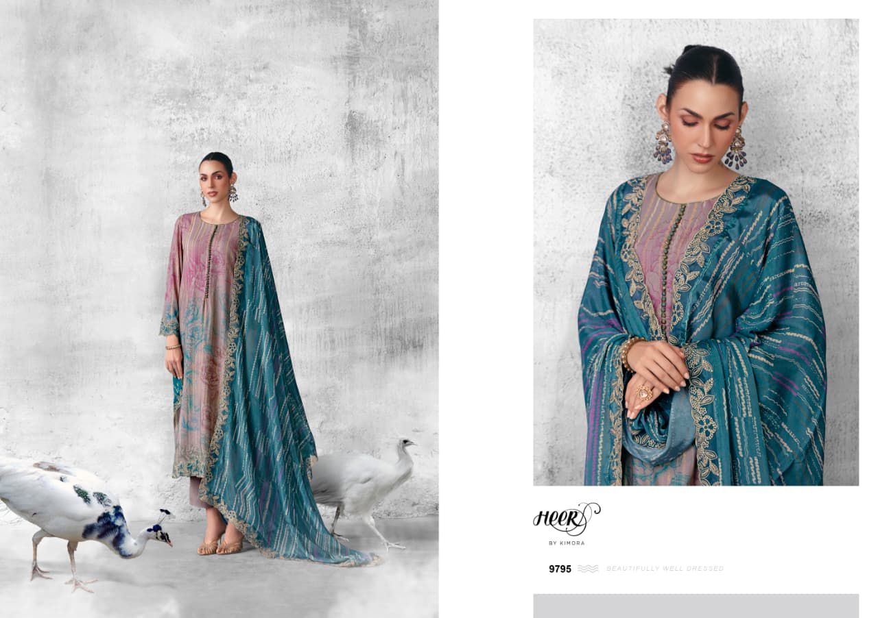 Kimora Peacock Pure Muslin Suit