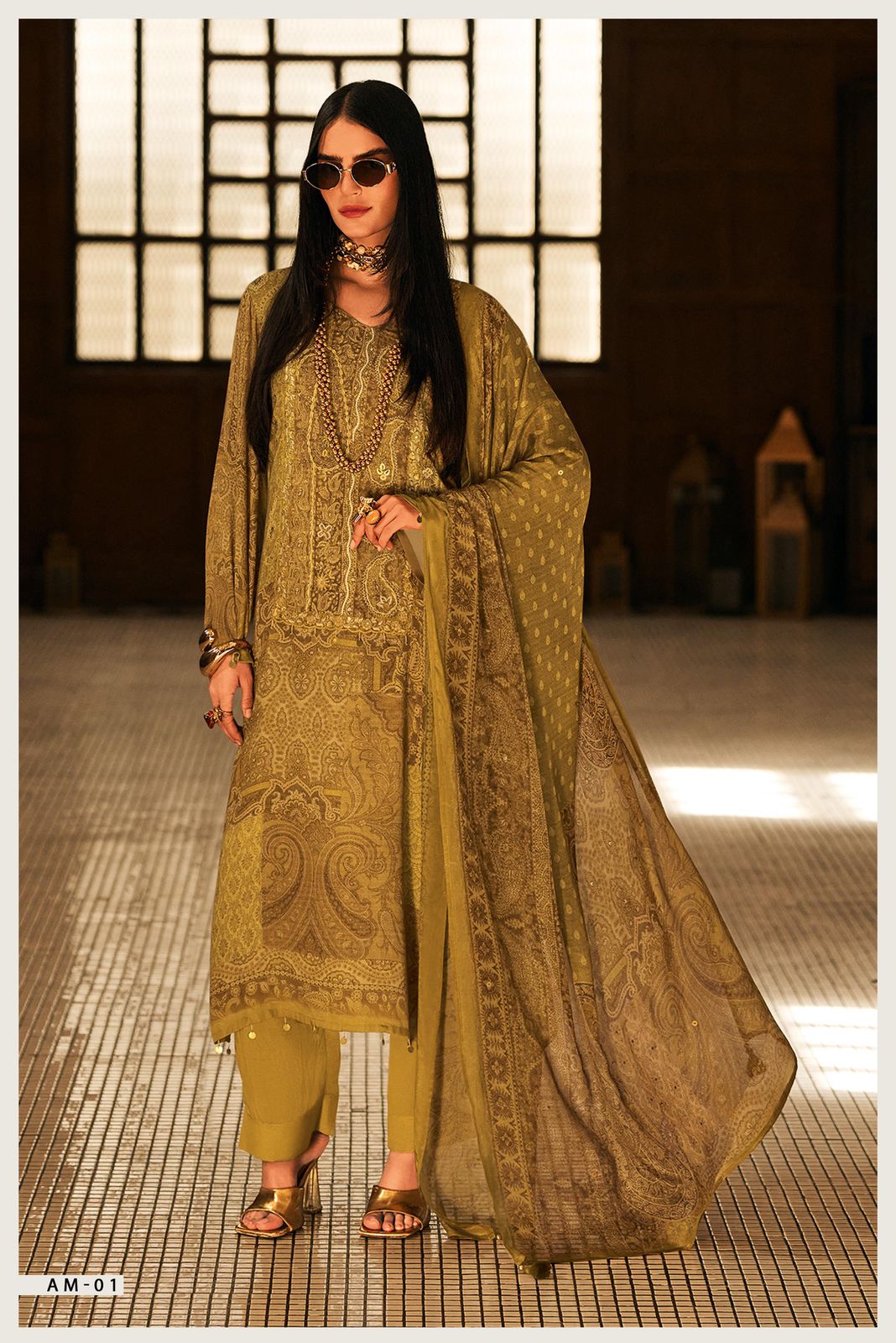 Varsha Artisan Motifs | Pashmina Embroidered Suit Set