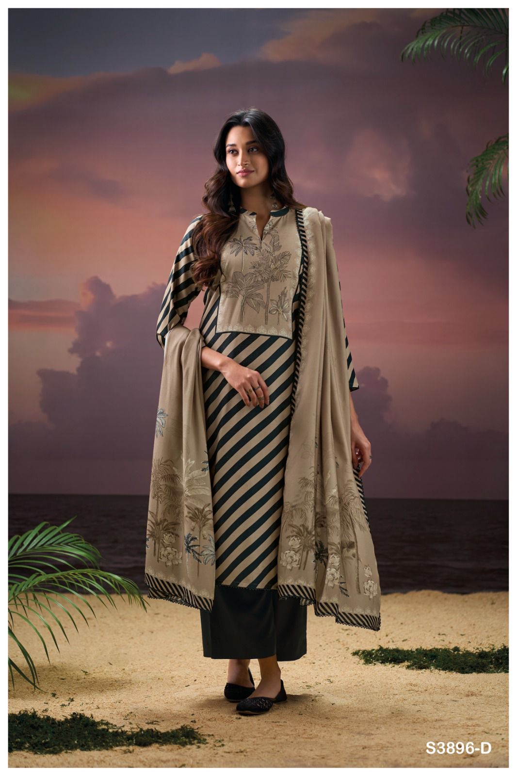 Ganga Fritzi 3896 | Premium Pure Wool Pashmina Suit
