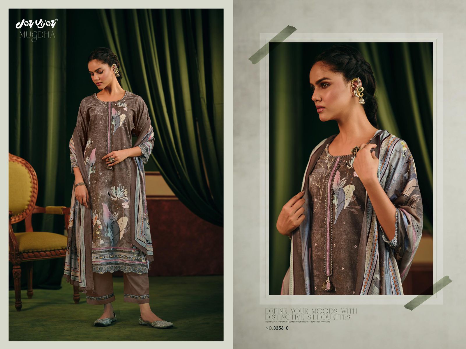 Jay Vijay Mugdha 3256 – Pure Corduroy Suit with Digital Print