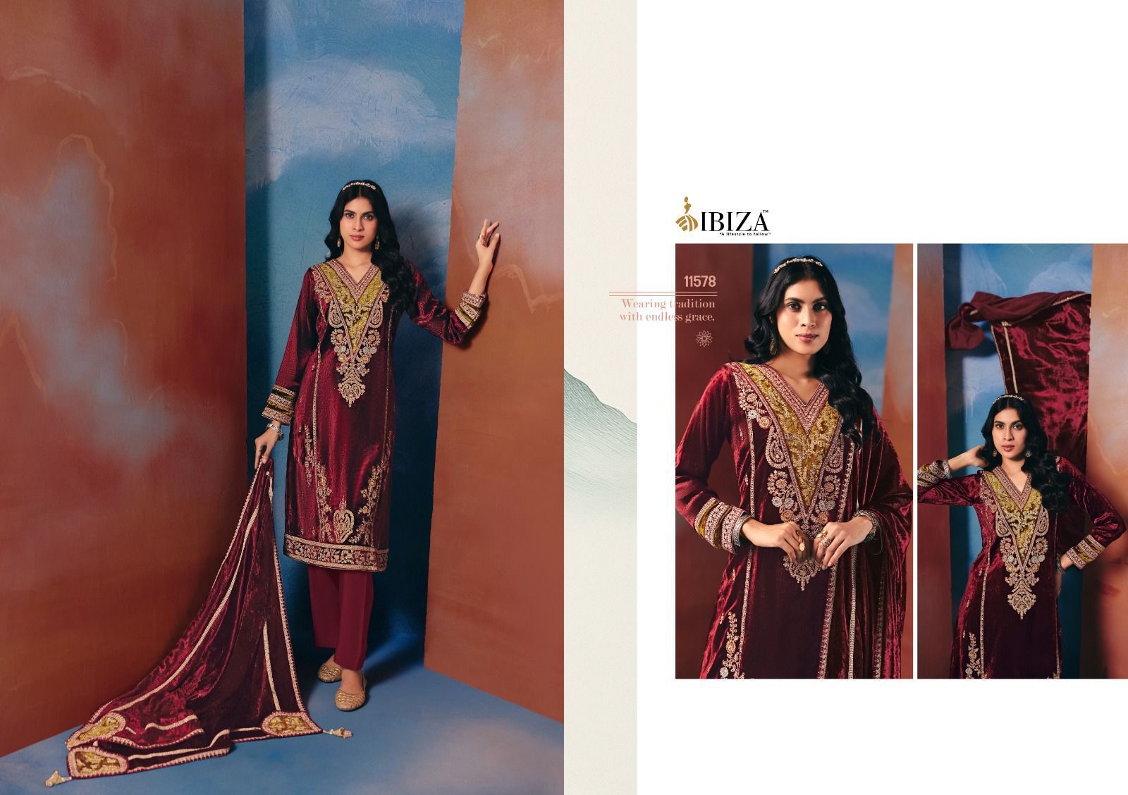 IBIZA Taamasi – Pure Viscose Velvet Designer Embroidered