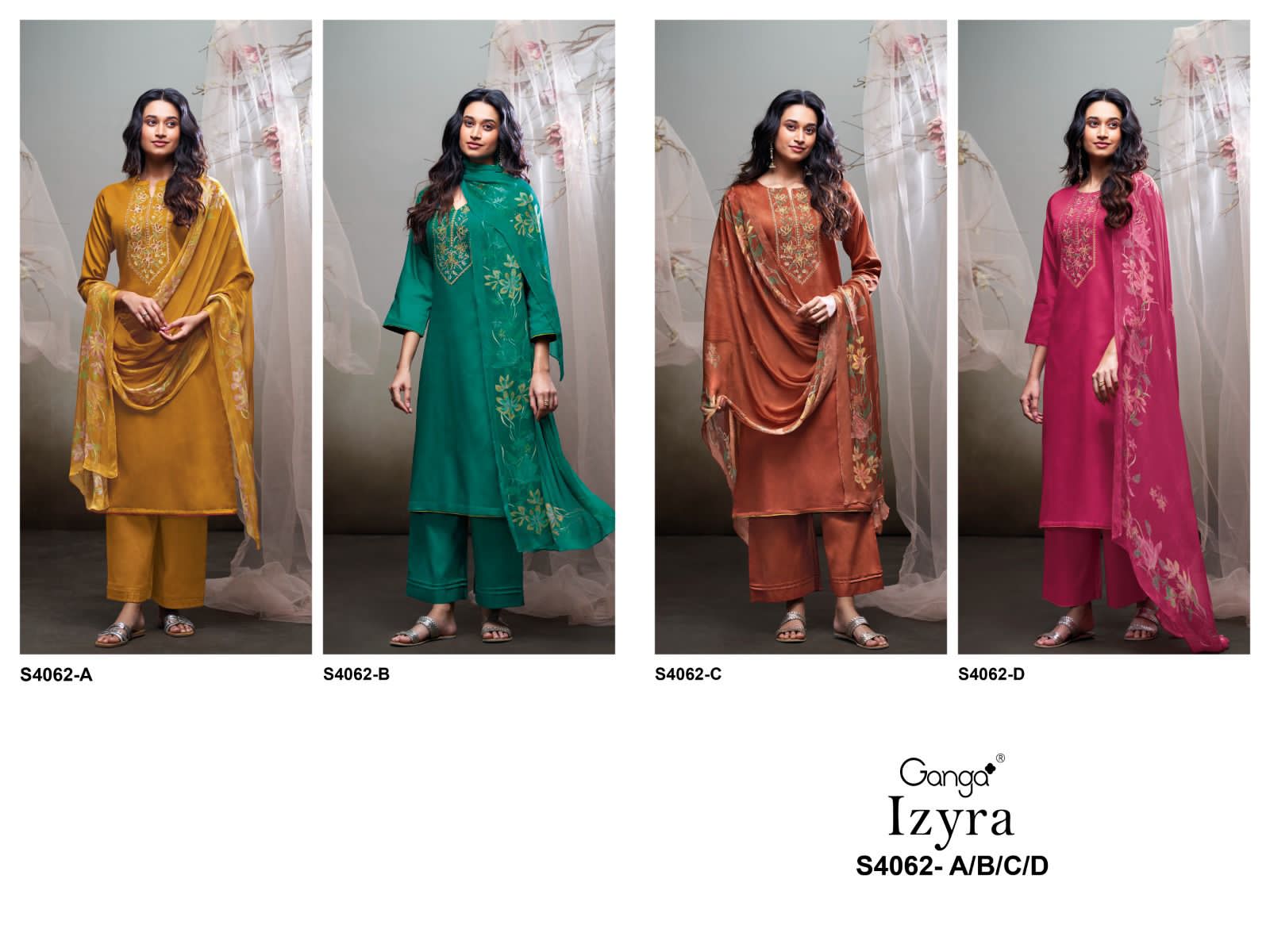 Ganga Izyra 4062 ladies suits wholesalers n manufacturer n supplier n exporter in srinagar and punjab and Delhi