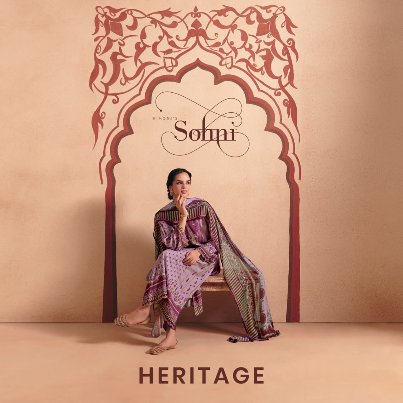 *Kimora sohni heritage* pure muslin digital print embroidery