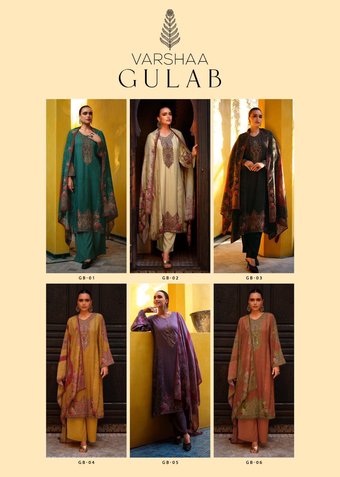 Varsha Gulab modal satin digitally printed with hand work