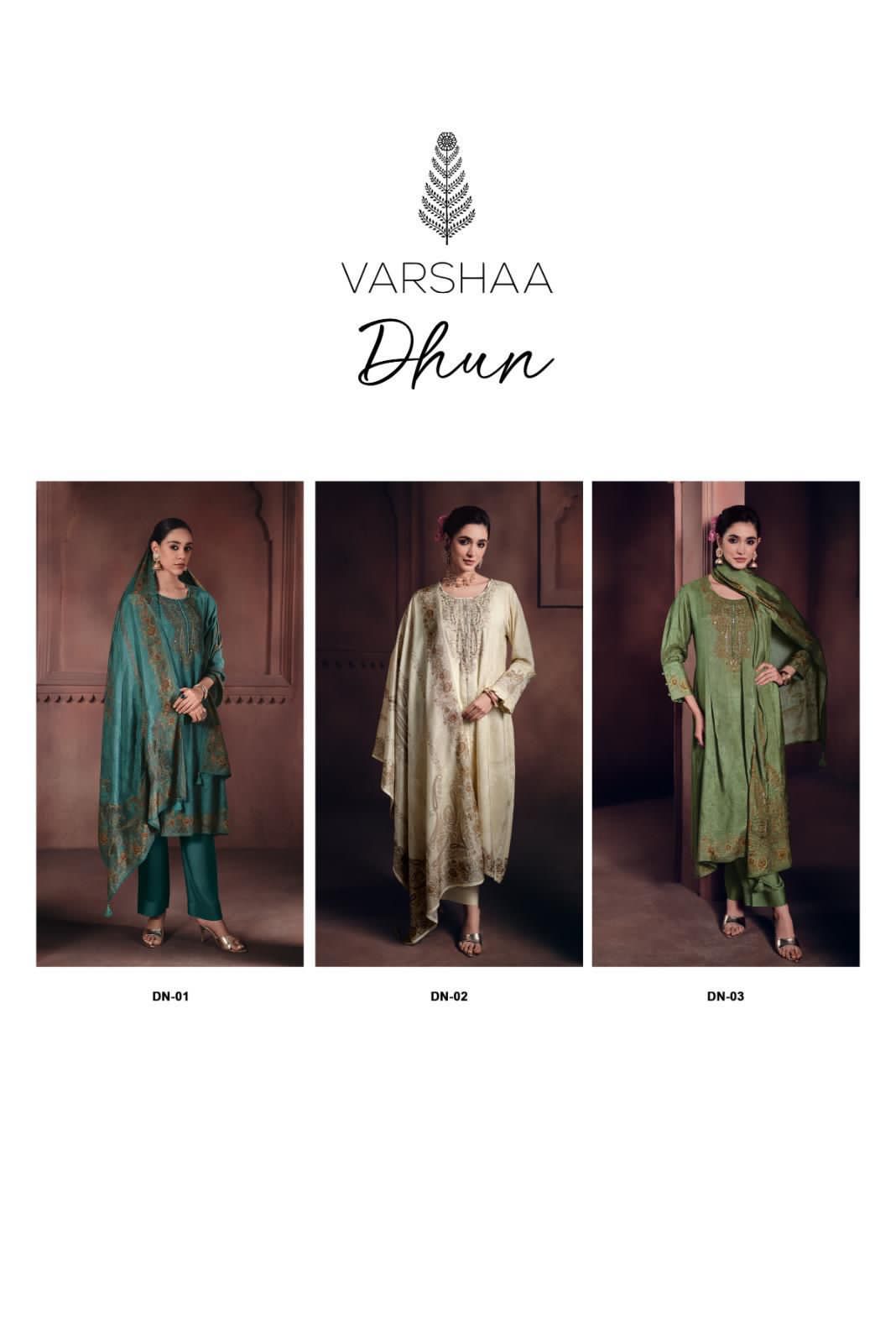 Varsha Dhun viscose muslin digital print with hand work