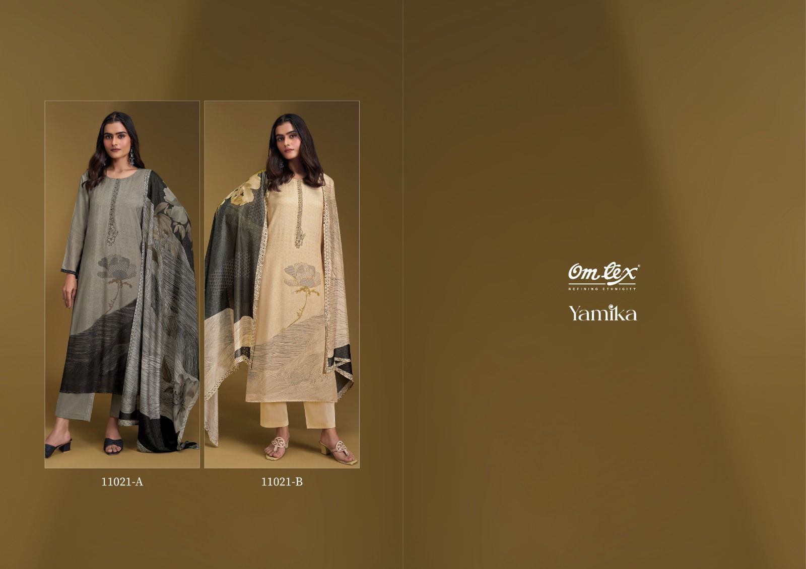 Omtex Yamika muslin digital print with embroidery lace