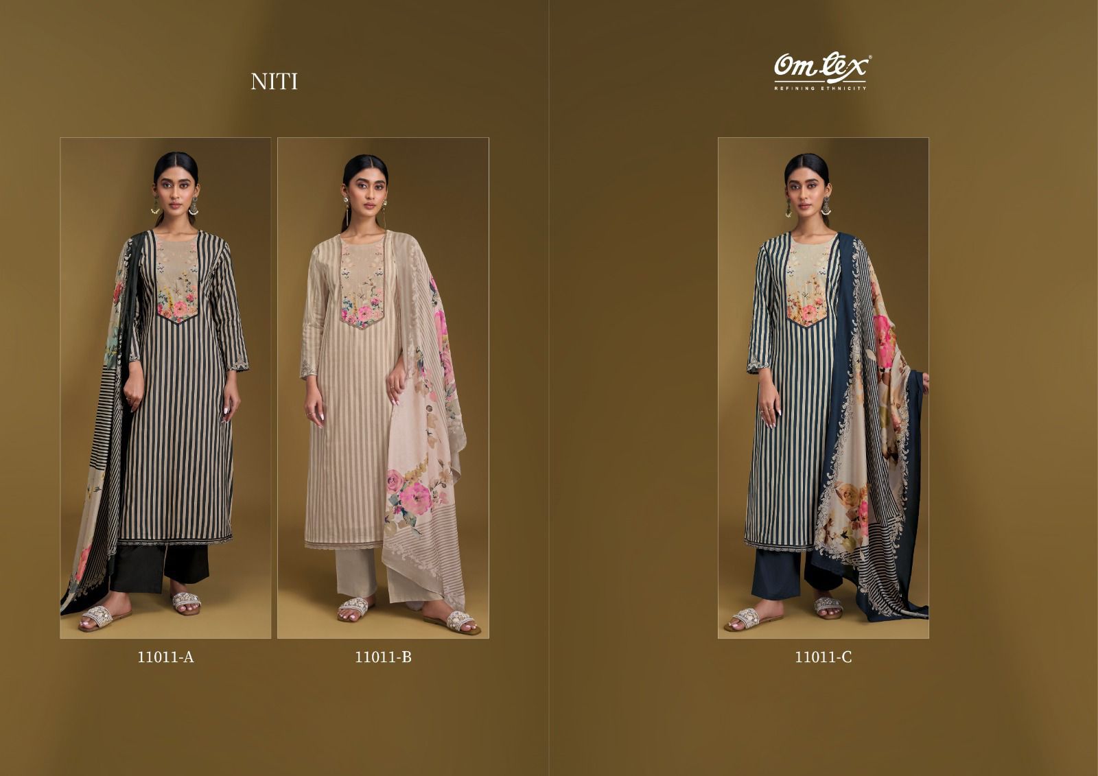 Omtex Niti Premium lawn Cotton digital print with embroidery & hand work