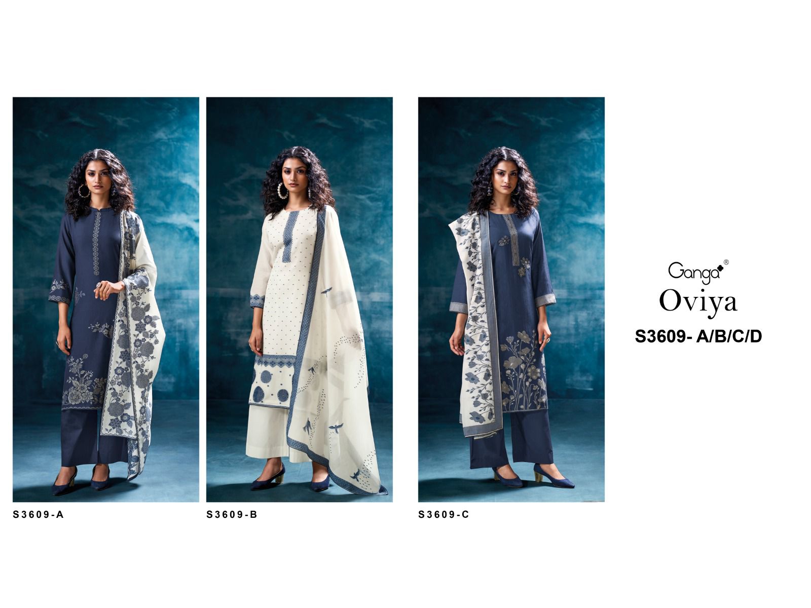 Ganga Oviya 3609 ladies suits wholesaleers