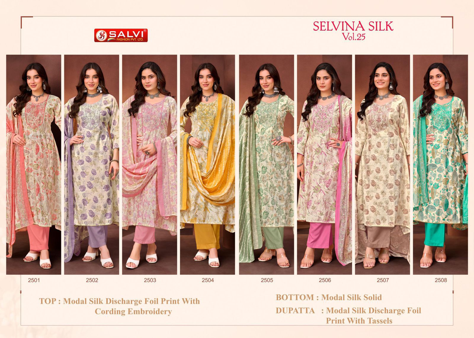 Salvi selvina silk 35 ladies suits wholesalers