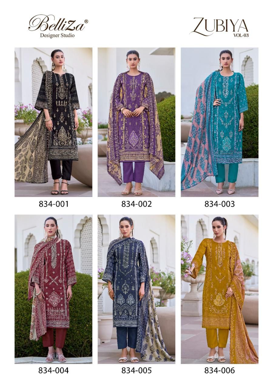 Belliza zubiya vol -3 ladies suits wholesalers