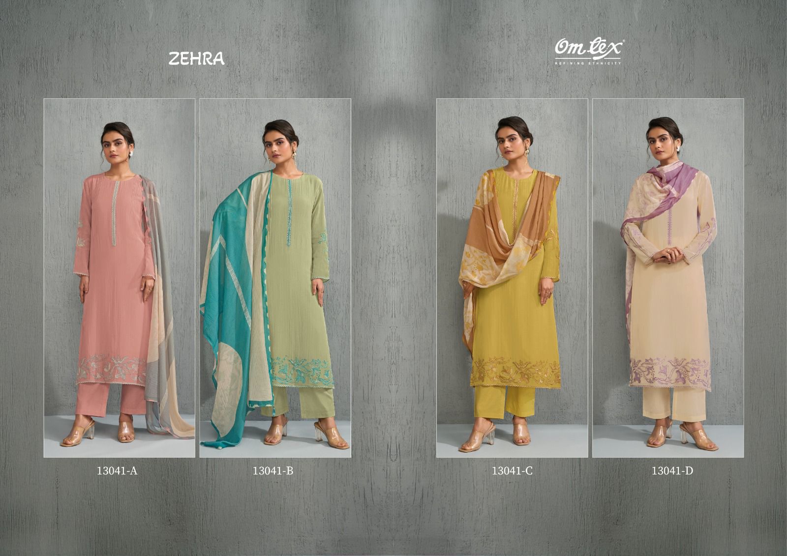 Omtex zehra mal chanderi ladies suits wholesalers