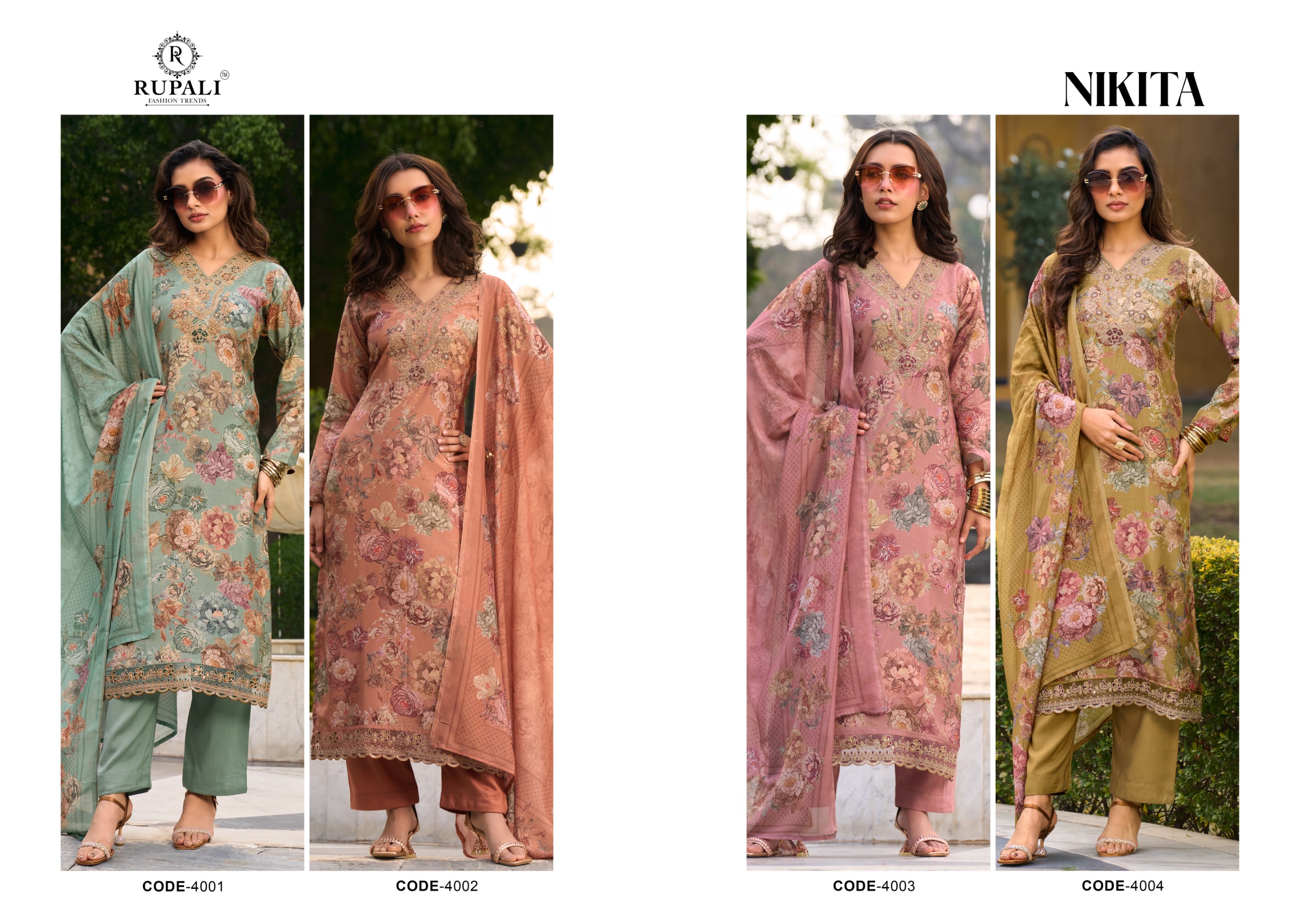 Rupali nikita viscose muslin ladies suits wholesalers