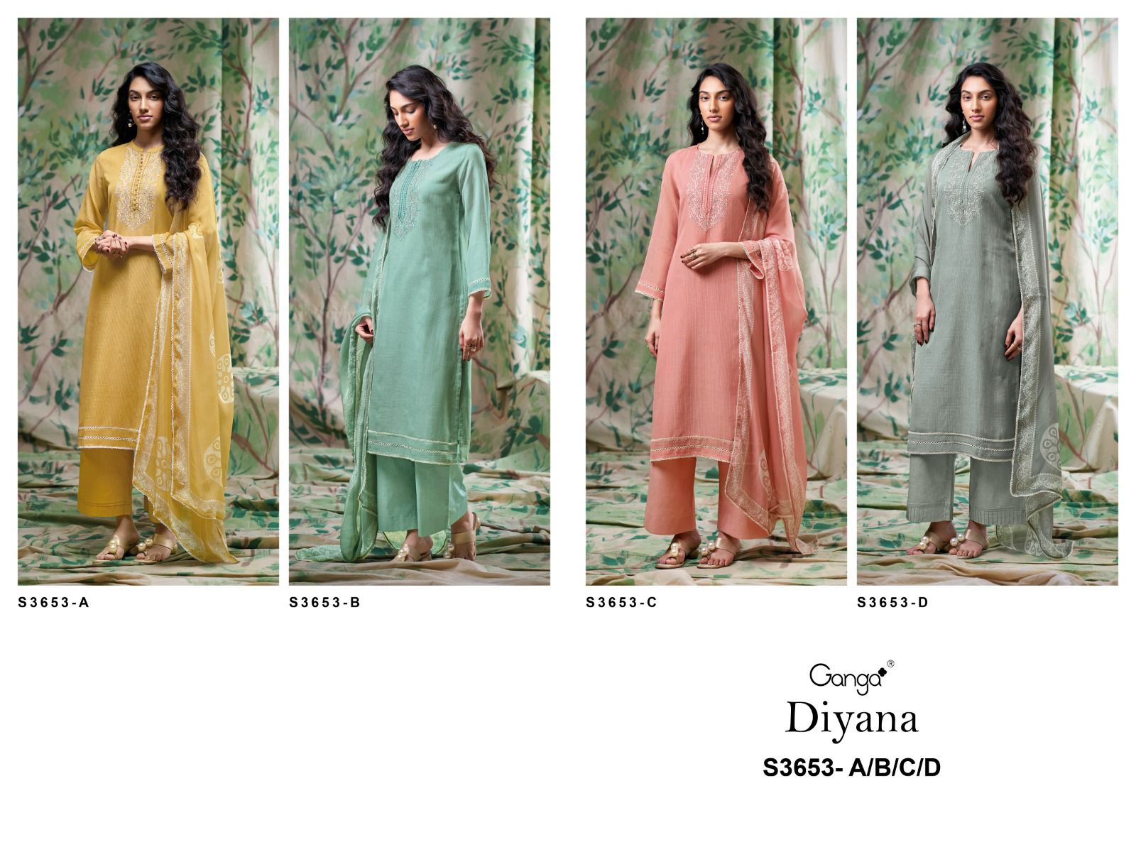Ganga diyana 3653 ladies suits wholesalers