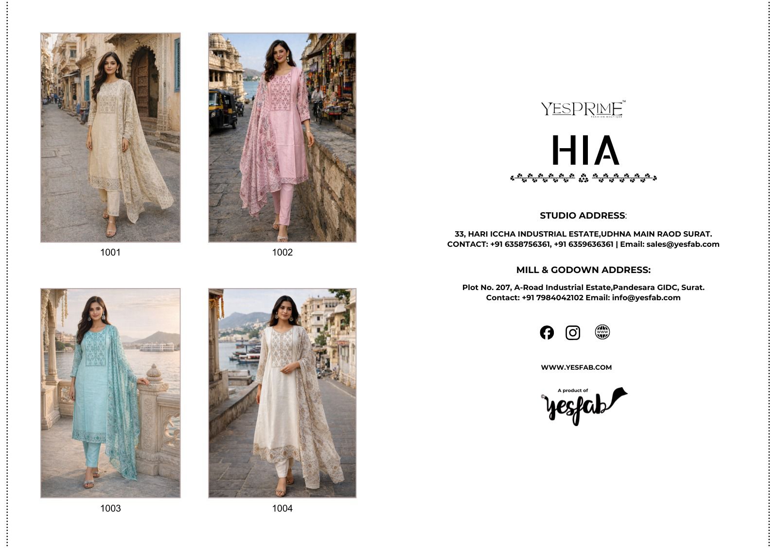 Yesfab Velmora ladies suits wholesalers