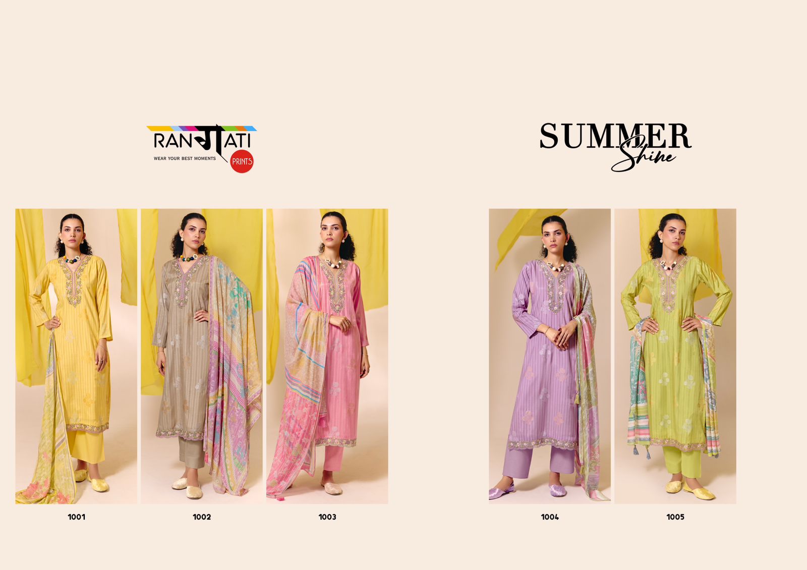 Rangati summer shine ladies muslin suits wholesalers