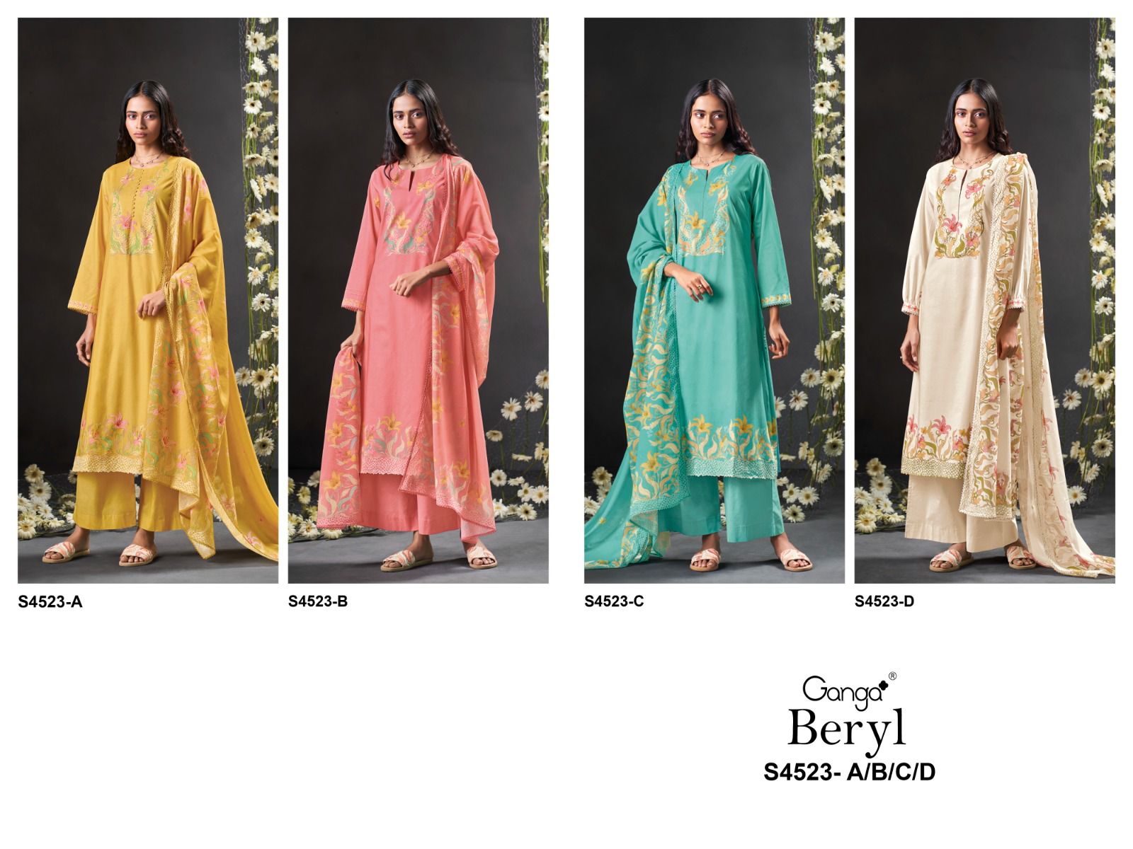 Ganga beryl 4523 ladies suits wholesalers