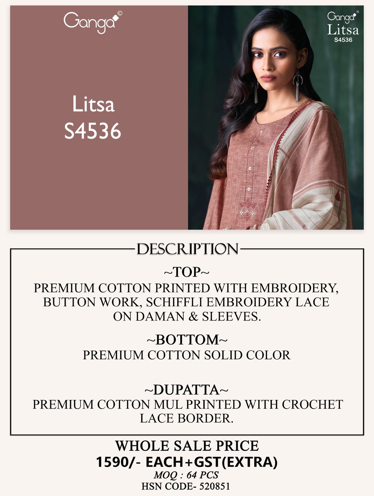 Ganga Litsa 4536 ladies fancy suits wholesalers