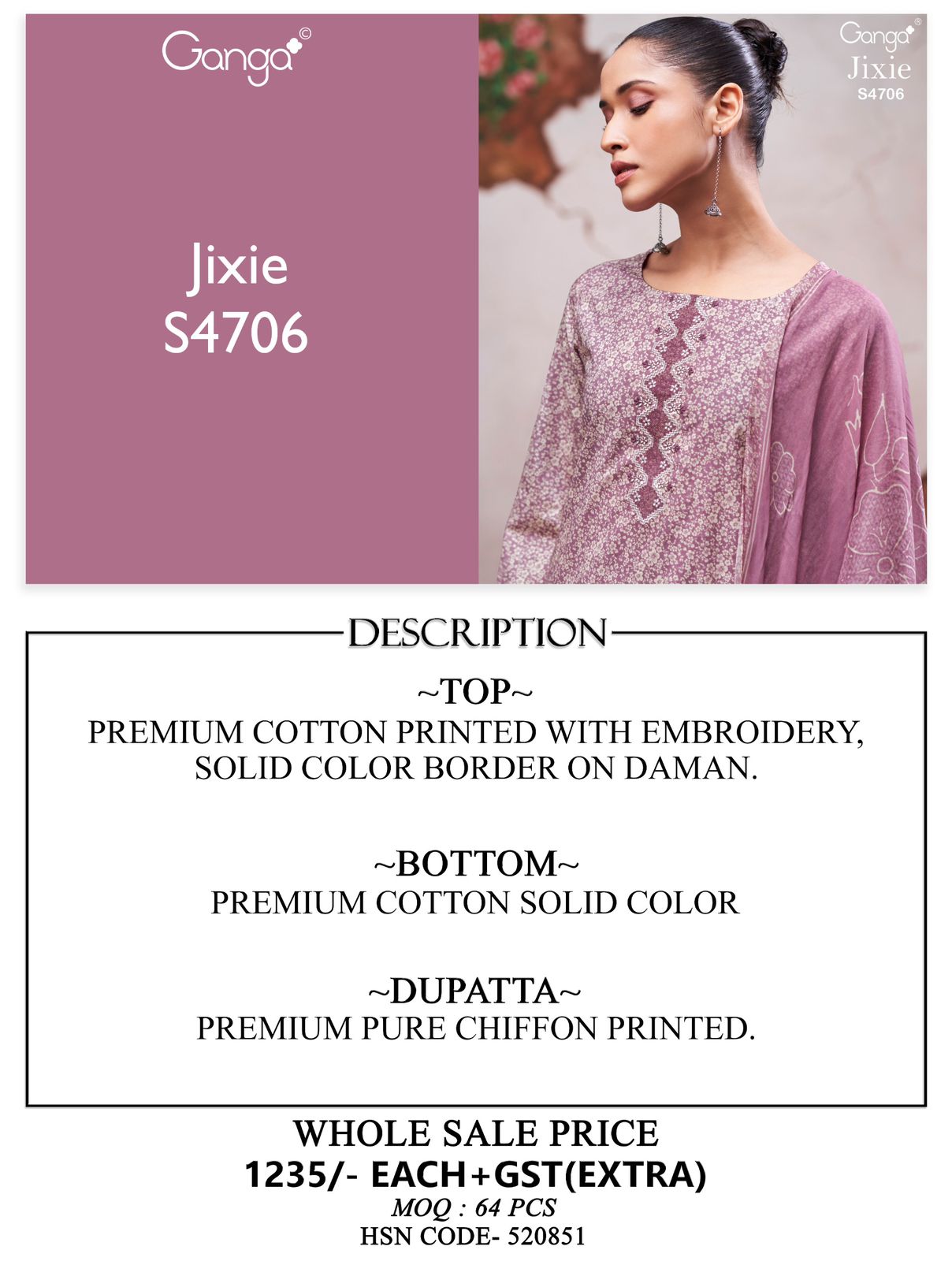 Ganga Jixie 4706 ladies suits wholesalers