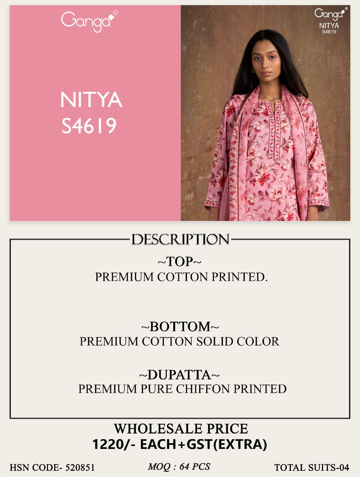 Ganga Nitya 4619 ladies suits wholesalers