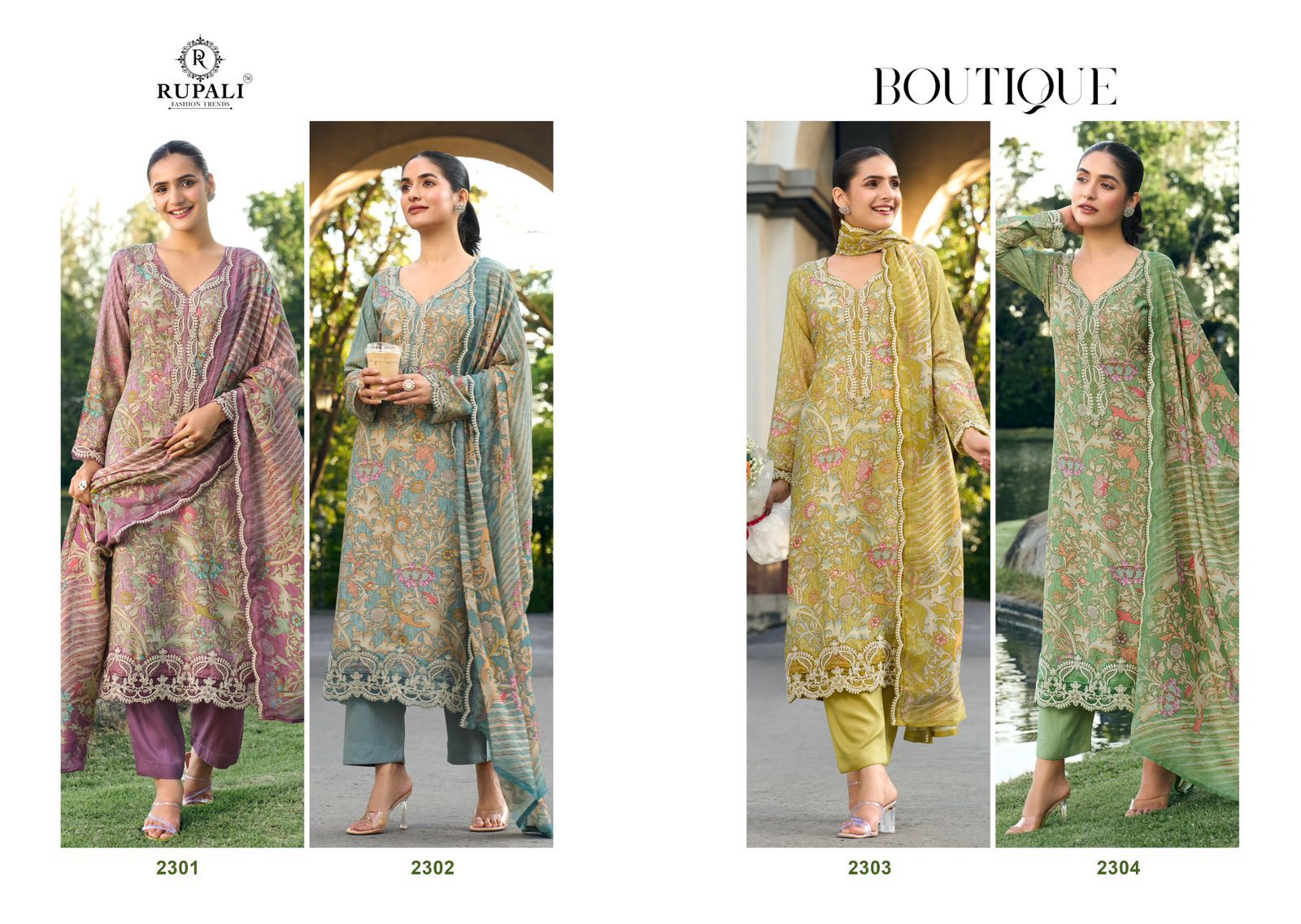 Rupali Flower Boutique ladies muslin SUITS WHOLESALERS