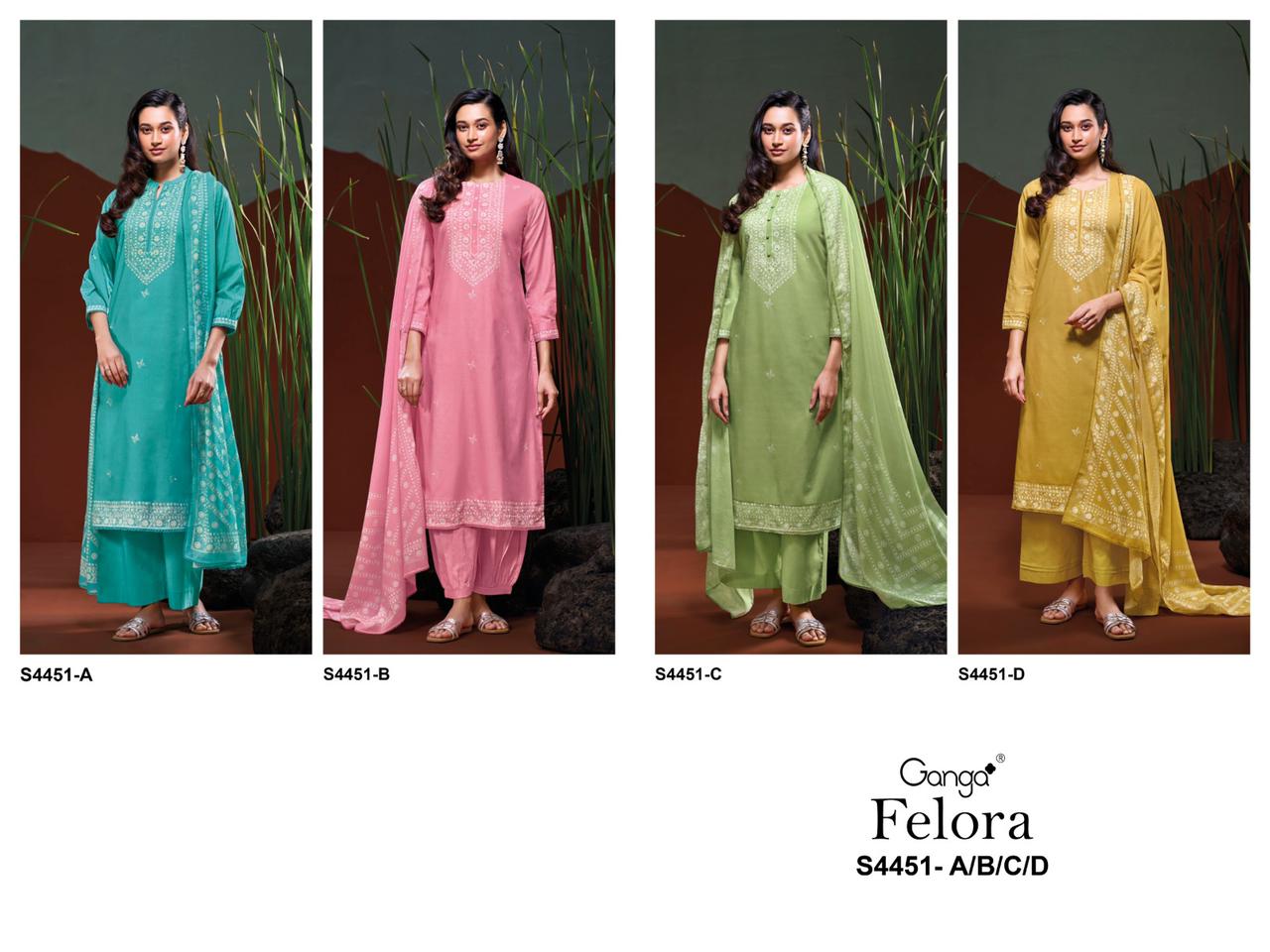 Ganga Felora 4451  cotton suits wholesalers