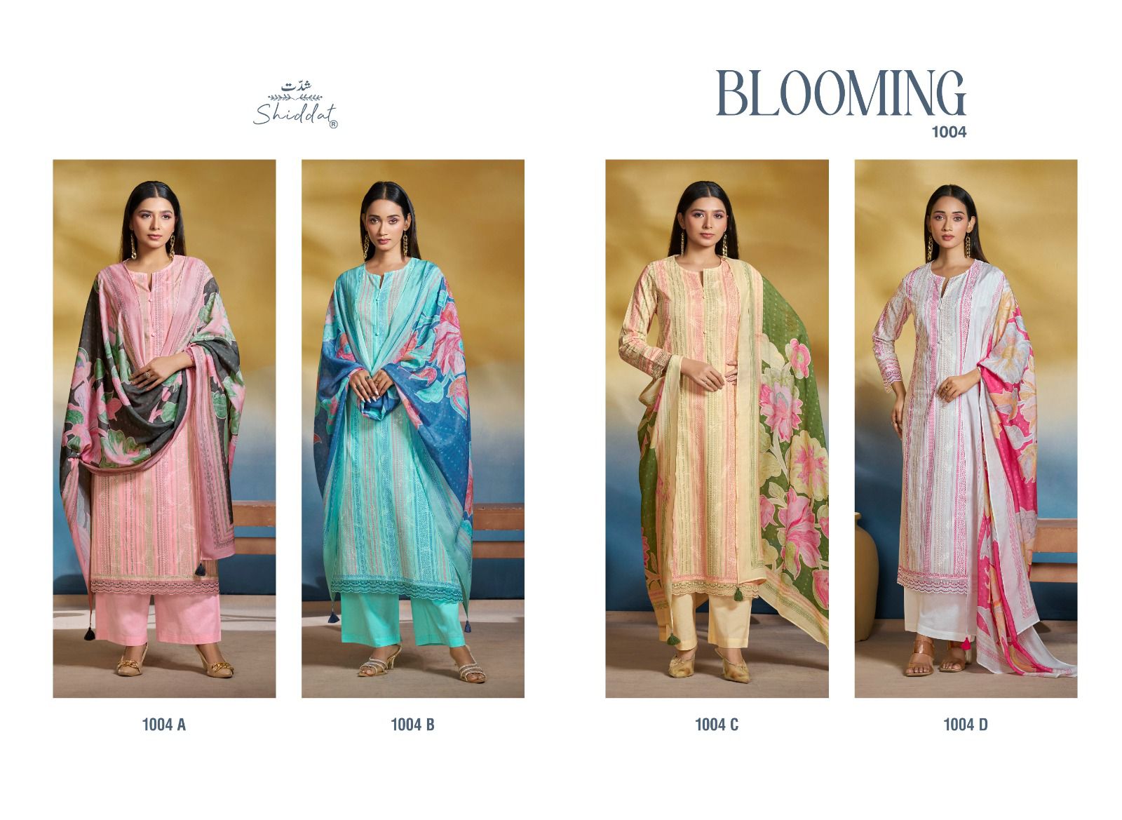Shiddat Blooming 1004 ladies suits wholesalers