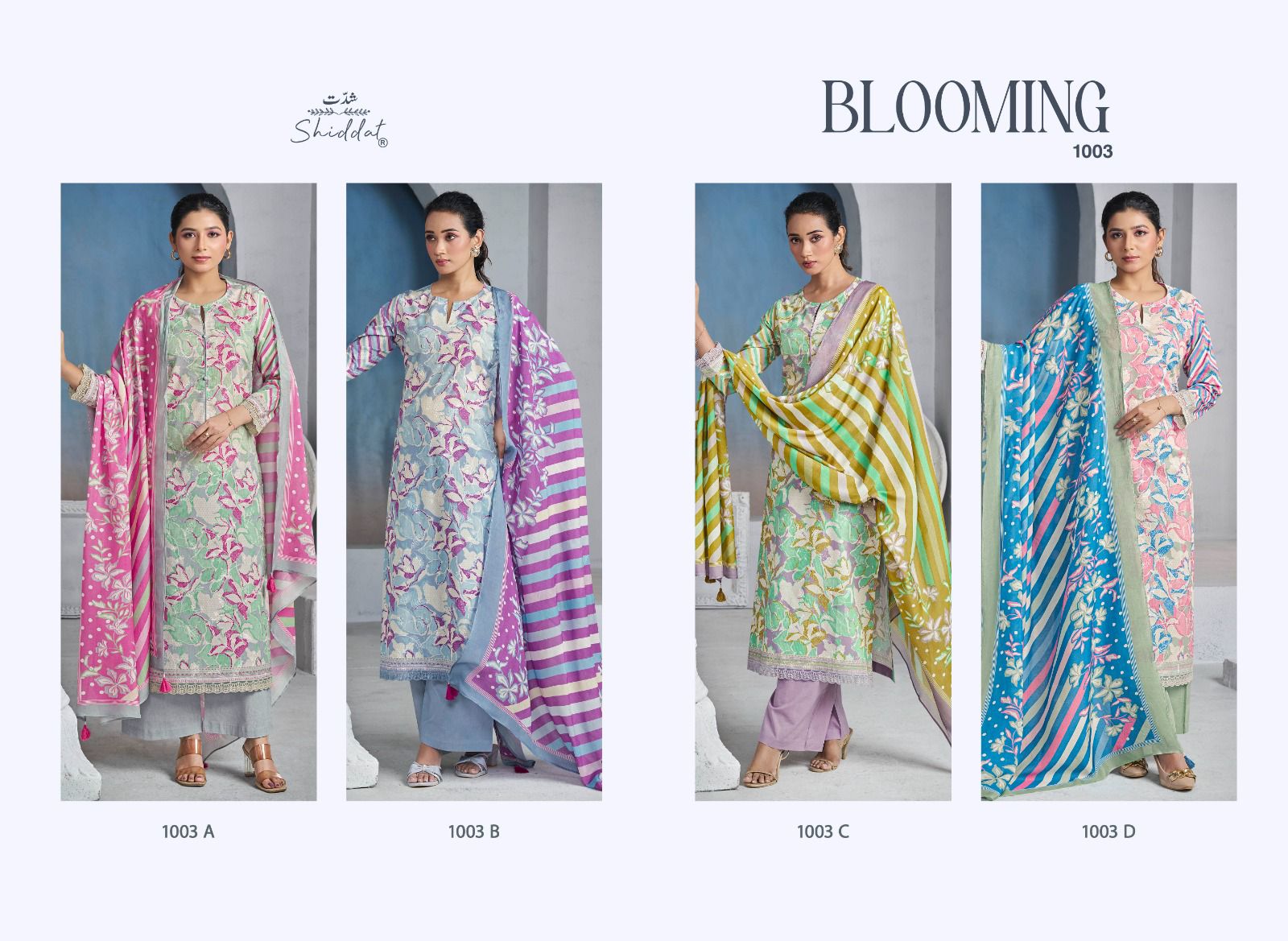 Shiddat Blooming 1003 ladies suits wholesalers
