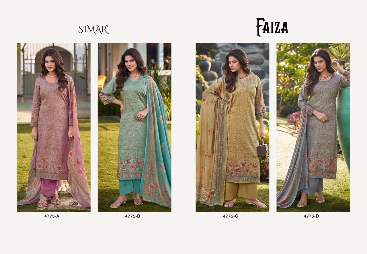 Glossy simar faiza ladies suits wholesalers