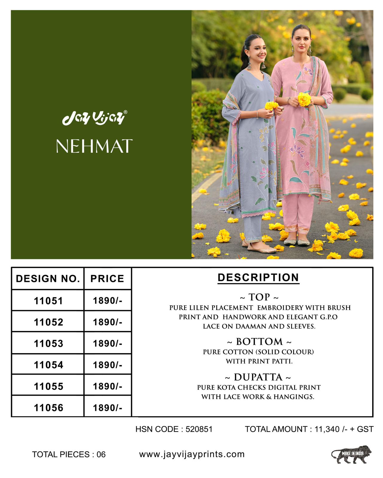 Jay Vijay Nehmat ladies suits wholesalers