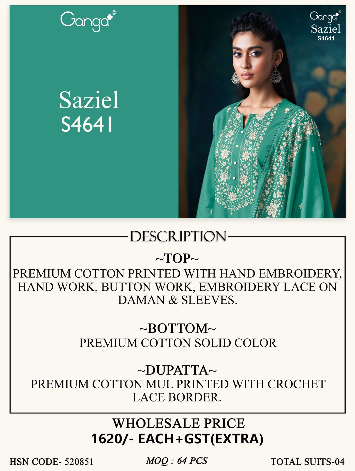 Ganga Saziel 4641 Ladies suits wholesalers