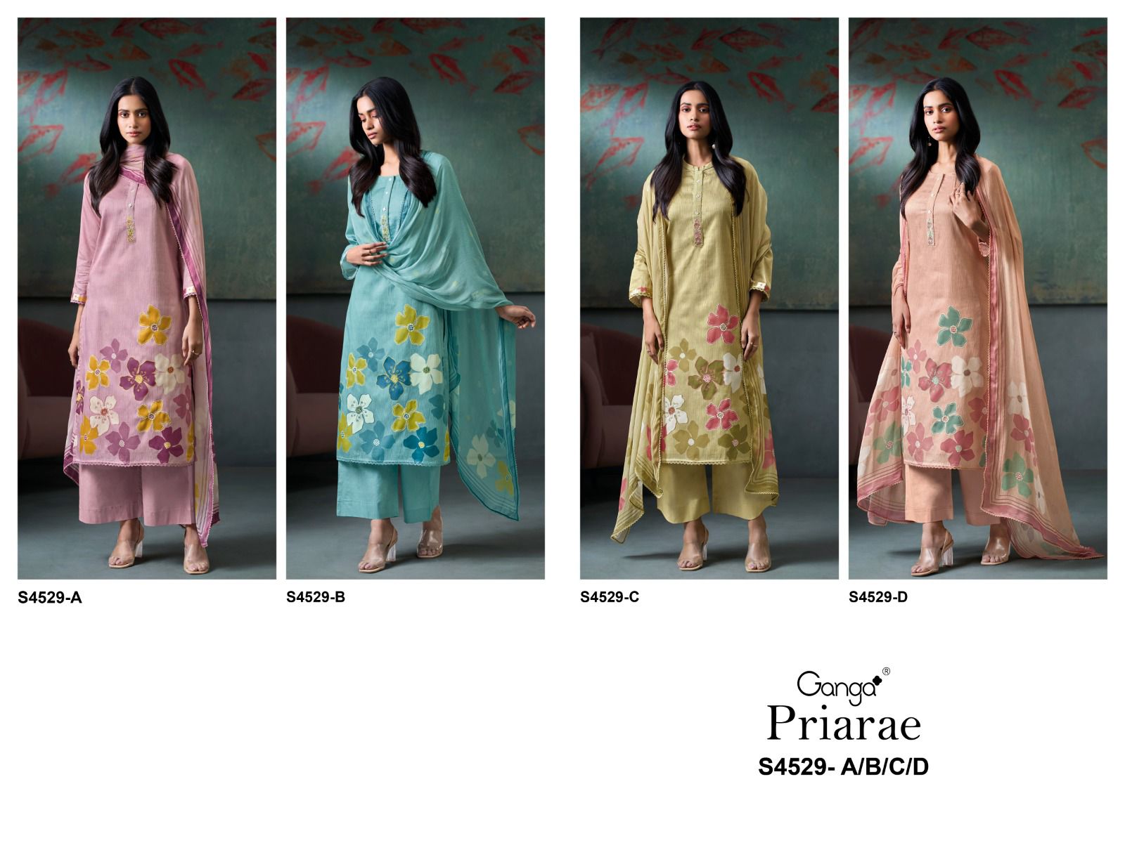 Ganga Priarae 4529 ladies cotton suits wholesalers