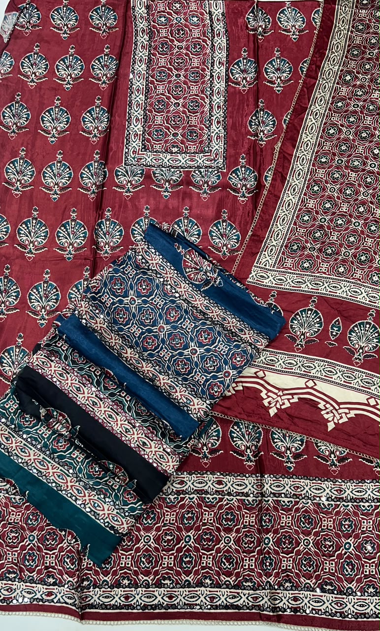 Gajji Silk Ikkat Suit ladies suits