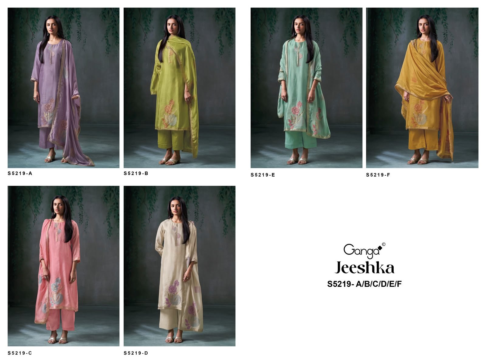 Ganga Jeeshka 5219 Jacquard Embroidery Suit