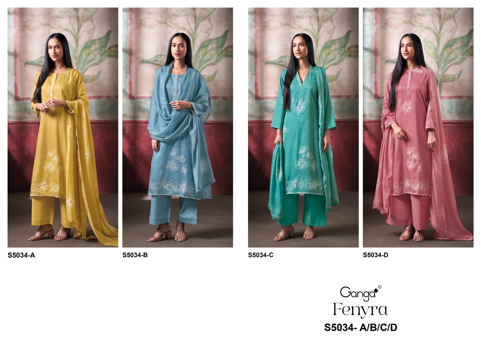 Ganga Fenyra 5034 Cotton Satin Suit