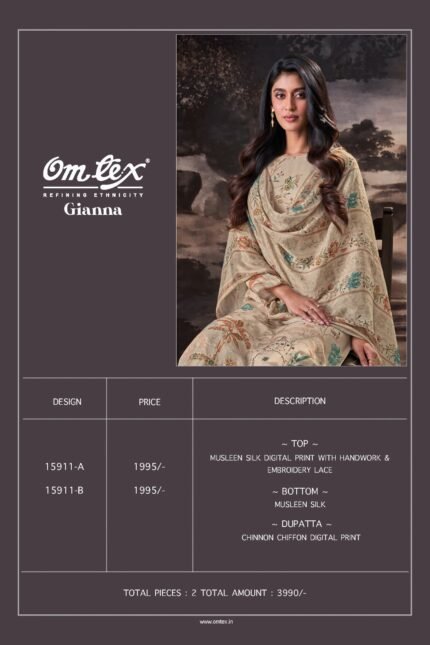 Omtex Gianna muslin silk suits wholesalers