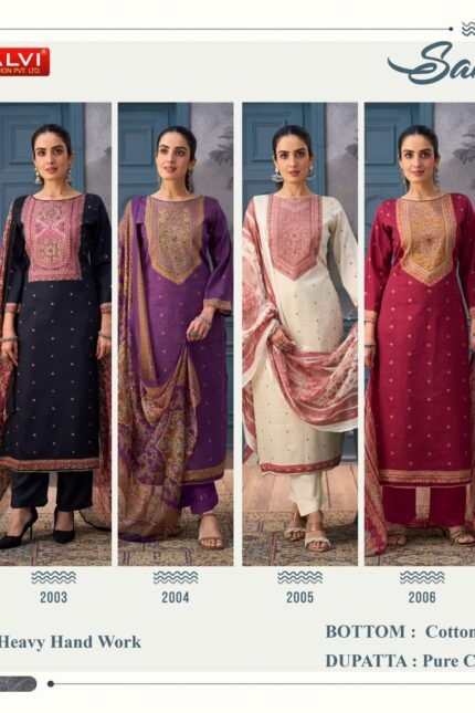 Salvi Fashion Sameera Vol 2 Jam Cotton Handwork Suit - 8 Designs @ ₹1030 | Pure Chiffon Dupatta