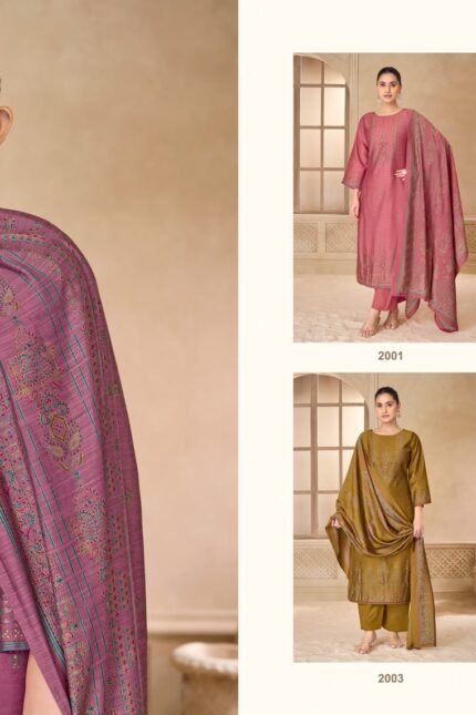 Kesar Fiza -2 D.no. 2001 Gadwal Silk Digital Suit - 4 Designs @ ₹830 | Hand Work Muslin Bottom