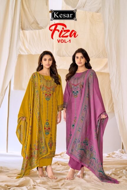 Kesar Fiza -1  Vintage Gadwal Silk Suit - 4 Designs @ ₹830 | Hand Work Digital Print