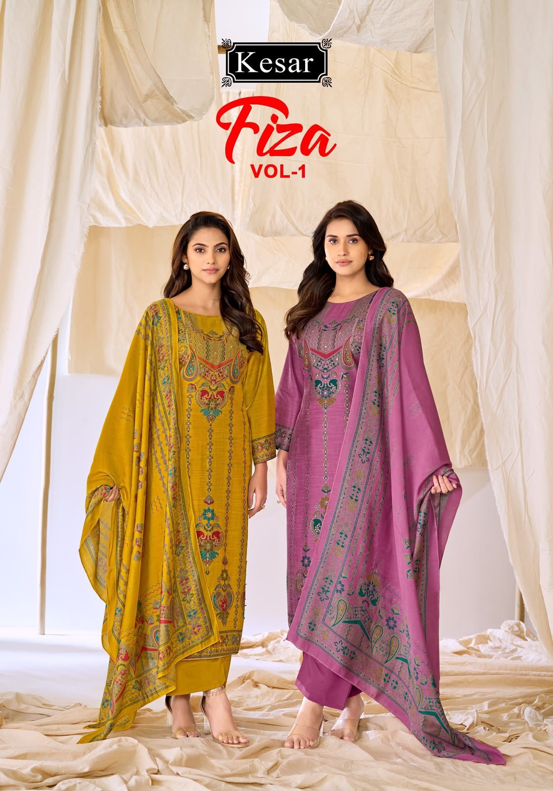 Kesar Fiza -1  Vintage Gadwal Silk Suit - 4 Designs @ ₹830 | Hand Work Digital Print