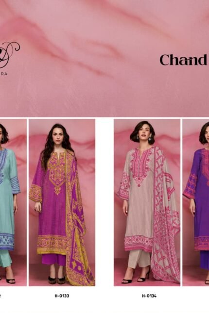 Kimora Chand Tare -2 Muslin Digital Suit - 6 Designs @ ₹2250 | Resham Embroidery Chinnon Dupatta