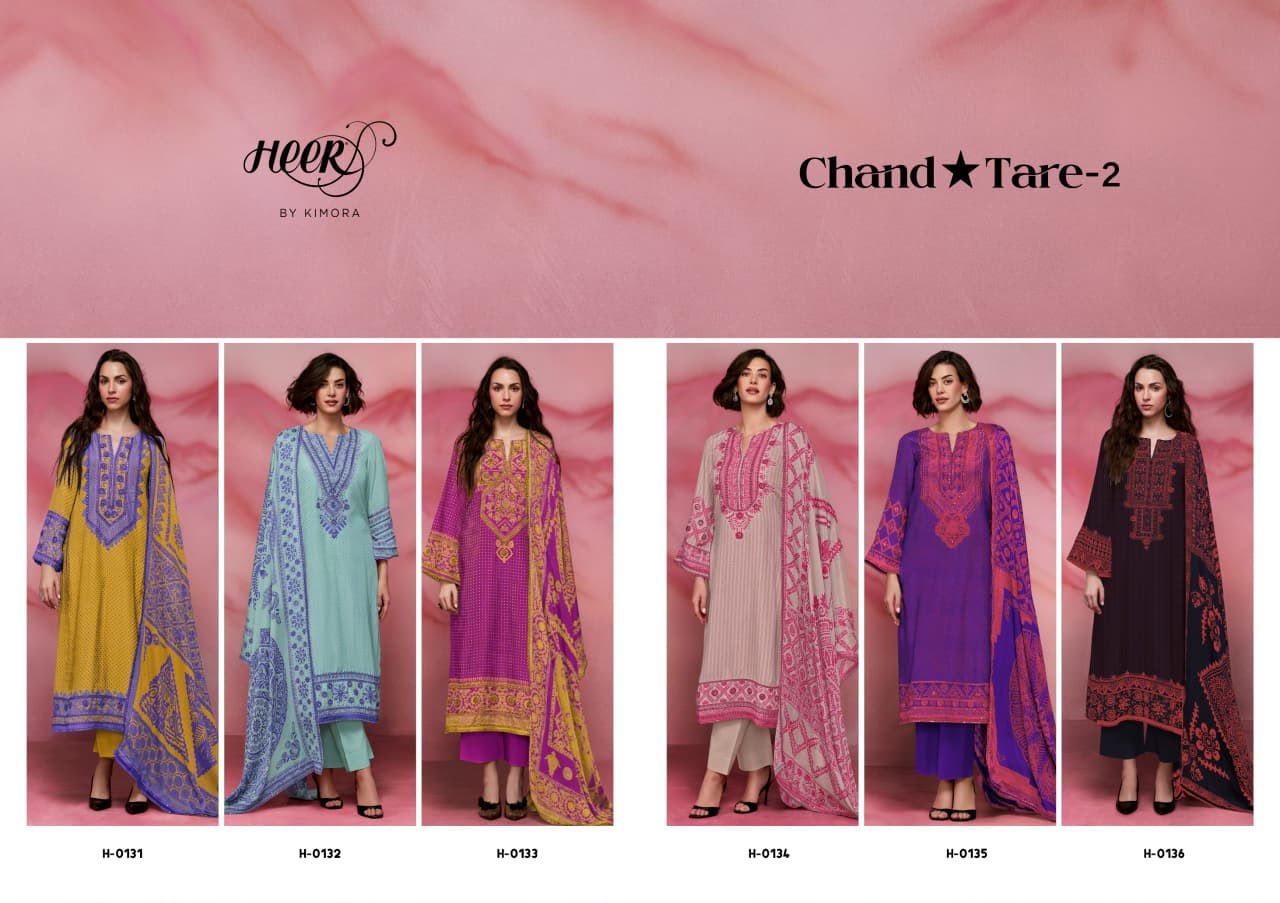 Kimora Chand Tare -2 Muslin Digital Suit - 6 Designs @ ₹2250 | Resham Embroidery Chinnon Dupatta