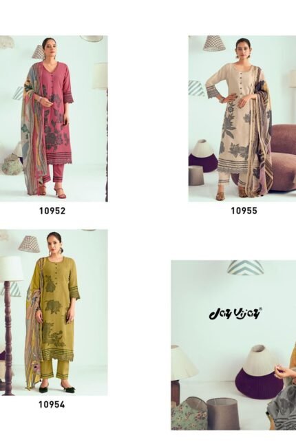 Jay Vijay Hits of Jugnu  Malai Chanderi Embroidery Suit - 6 Designs @ ₹1990 | Kota Dupatta Lace