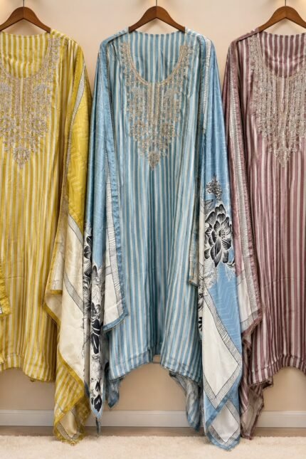 Gajji Beads Work Suit Set - 3 Designs @ ₹1995 | Gajji Dupatta Silk Bottom