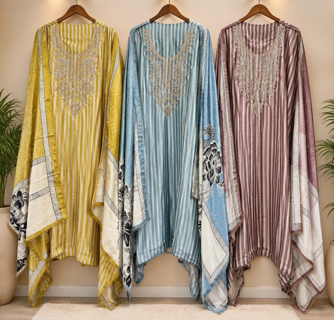 Gajji Beads Work Suit Set - 3 Designs @ ₹1995 | Gajji Dupatta Silk Bottom