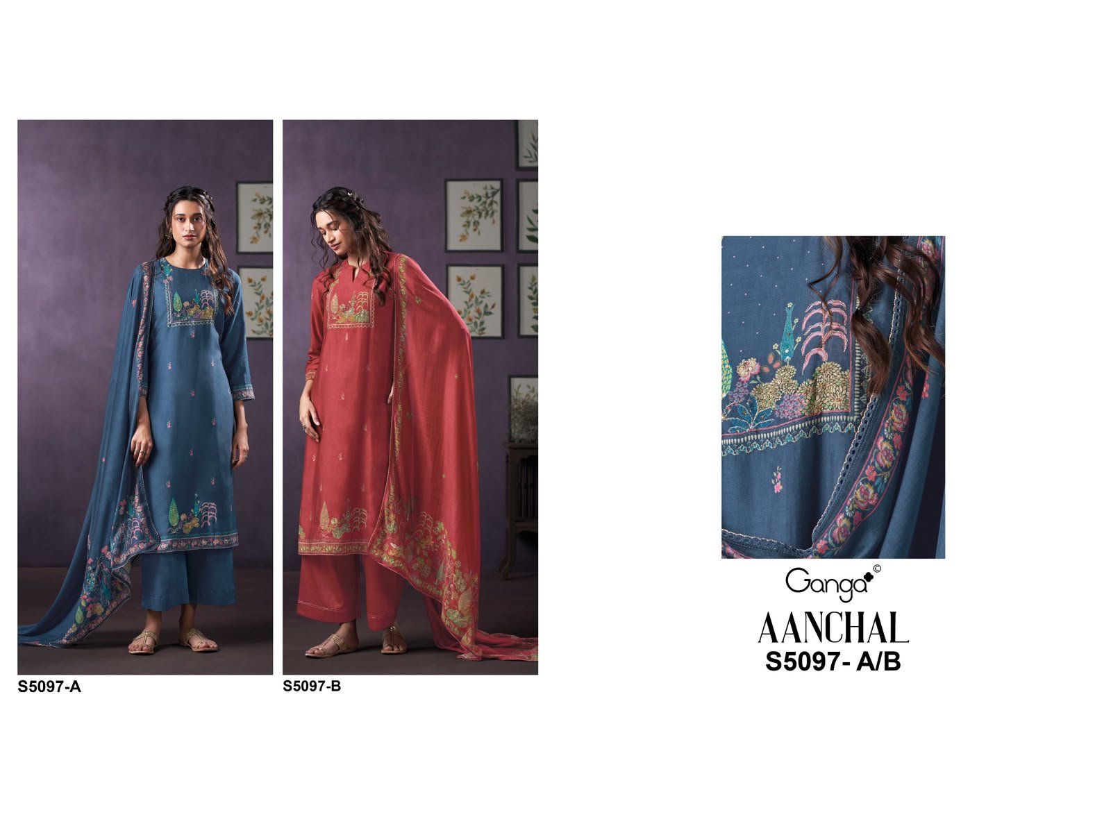 Ganga Aanchal 5097 ladies suits wholesalers