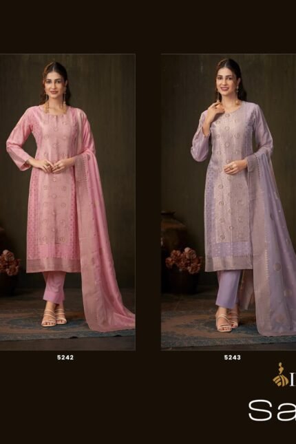 Ibiza Samia-5 Bangalori Silk Jacquard Handwork Suit - 4 Designs @ ₹1895 | Pure Jacquard Santoon Bottom